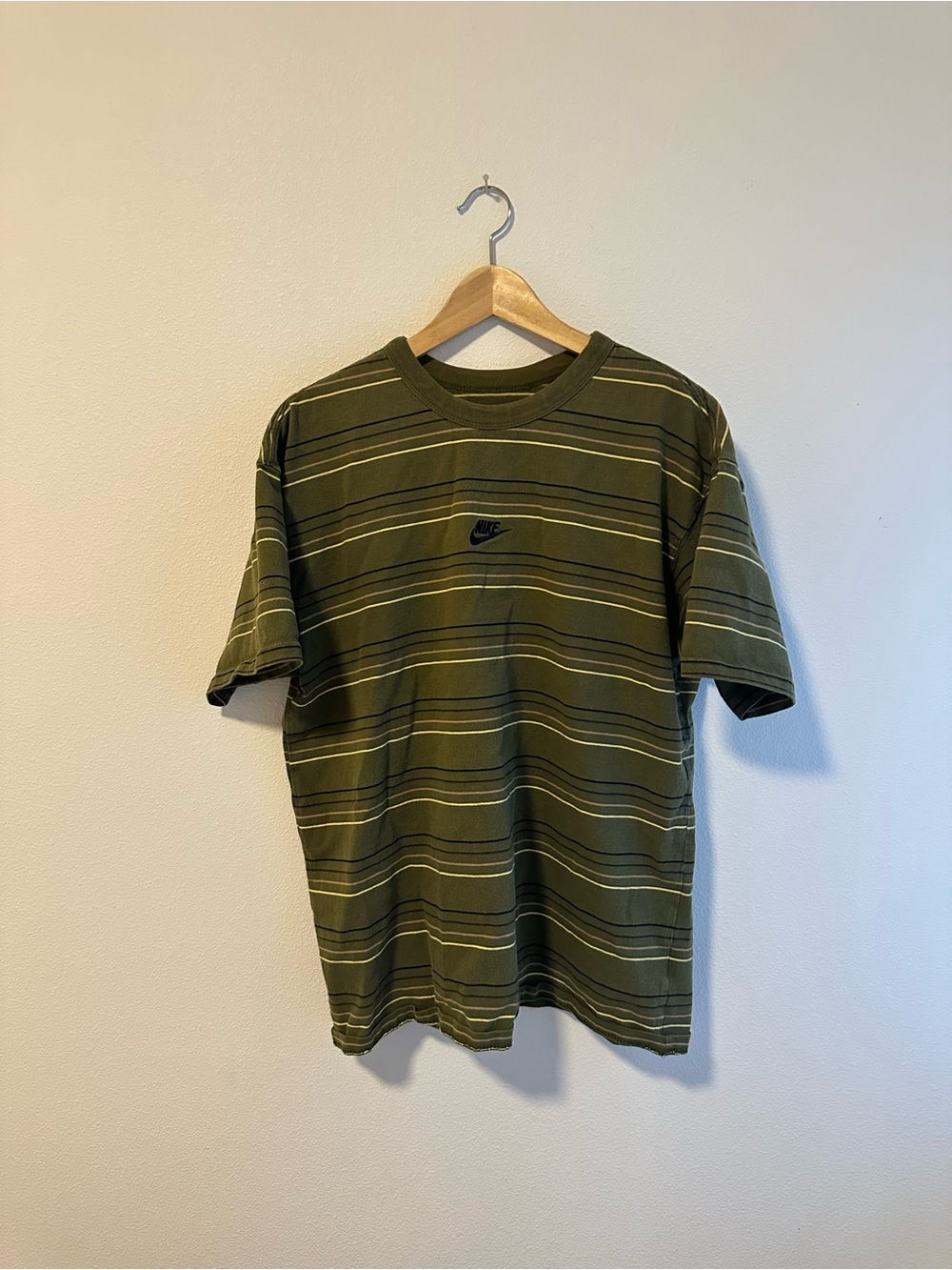 Nike Olive Striped Crewneck T-Shirt